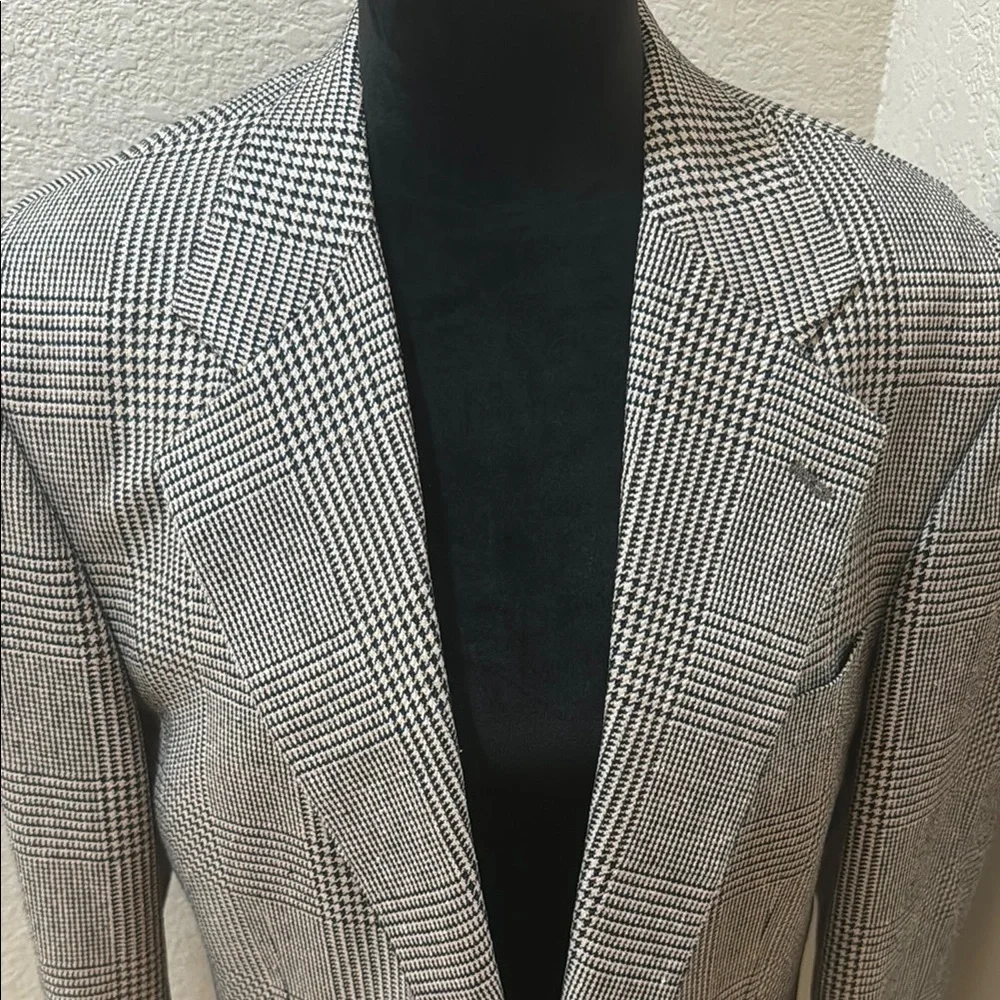 Men’s Club Room 100 % Silk Gingham Classic Blazer Size 44L Jacket! - Picture 7 of 15